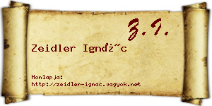 Zeidler Ignác névjegykártya